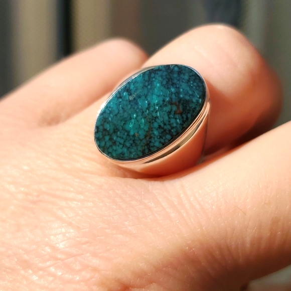 New Men's Chrysocolla 925 Silver Ring. - Picture 11 of 16